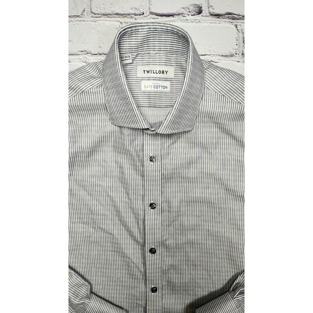 Twillory Safe Cotton Mens 16.5 34/35 Tailored Fit Non-Iron Dress Shirt Blue - Picture 2 of 9